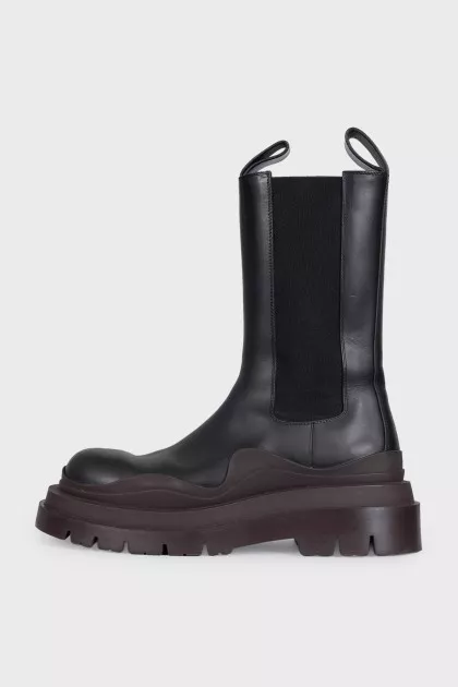 High leather boots with a chunky platform