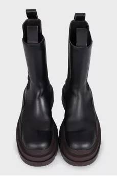 High leather boots with a chunky platform