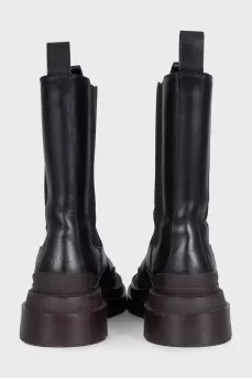 High leather boots with a chunky platform