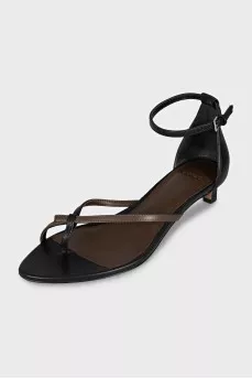 Leather kitten heel sandals