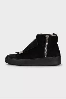 Suede boots with silver decor