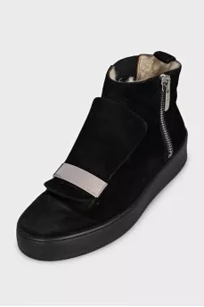 Suede boots with silver decor