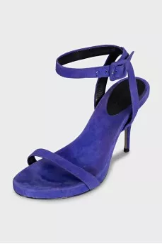 Blue suede strappy heeled sandals