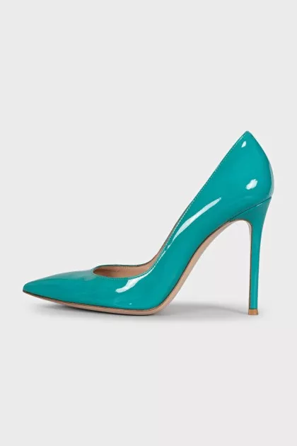 Green leather pumps