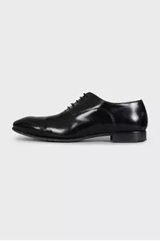 Men's black leather lace-up shoes