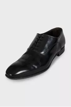 Men's black leather lace-up shoes