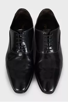 Men's black leather lace-up shoes