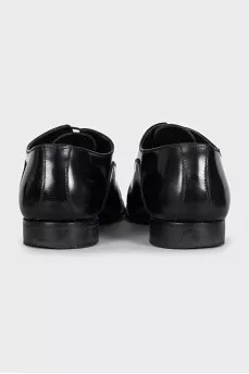 Men's black leather lace-up shoes