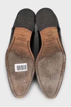 Men's black leather lace-up shoes
