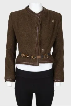 Wool jacket with belt