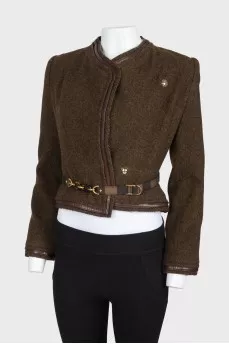 Wool jacket with belt