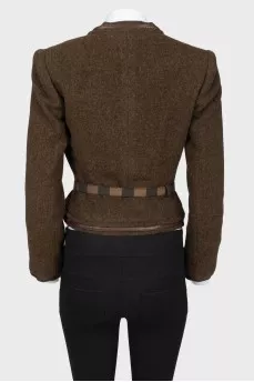 Wool jacket with belt