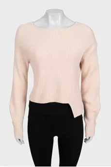 Wool and cashmere jumper with an asymmetrical hem