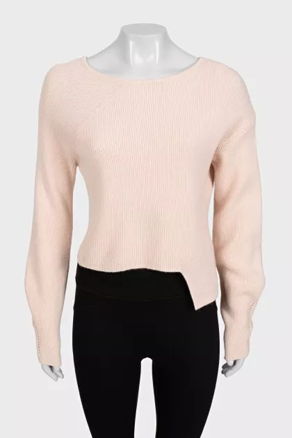 Wool and cashmere jumper with an asymmetrical hem