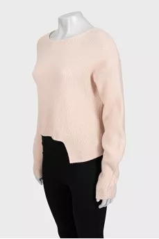 Wool and cashmere jumper with an asymmetrical hem
