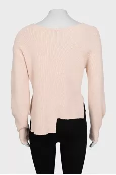 Wool and cashmere jumper with an asymmetrical hem