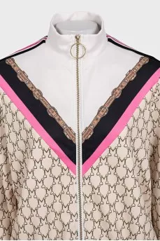 Windbreaker with a zip in a signature print