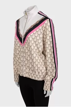 Windbreaker with a zip in a signature print