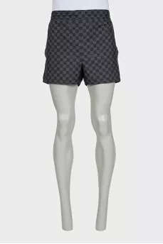 Men's gray shorts with a signature print