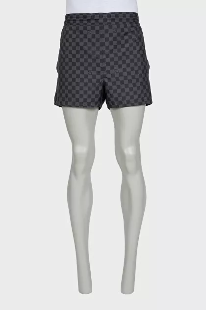 Men's gray shorts with a signature print