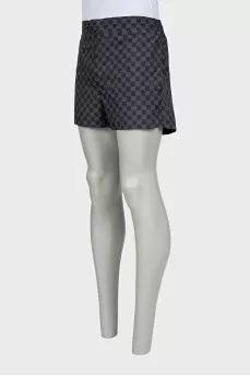 Men's gray shorts with a signature print