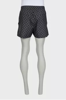 Men's gray shorts with a signature print