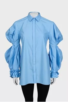 Straight-cut shirt with voluminous sleeves