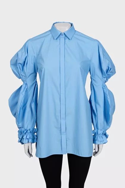 Straight-cut shirt with voluminous sleeves