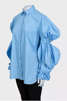 Straight-cut shirt with voluminous sleeves