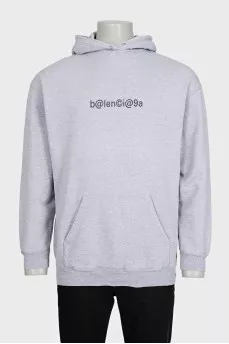 Men's gray hoodie with branded lettering