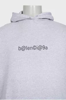 Men's gray hoodie with branded lettering