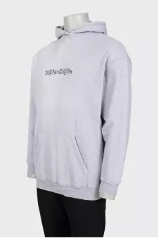 Men's gray hoodie with branded lettering