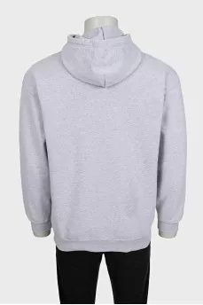 Men's gray hoodie with branded lettering