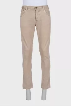 Men's tapered fit jeans in beige
