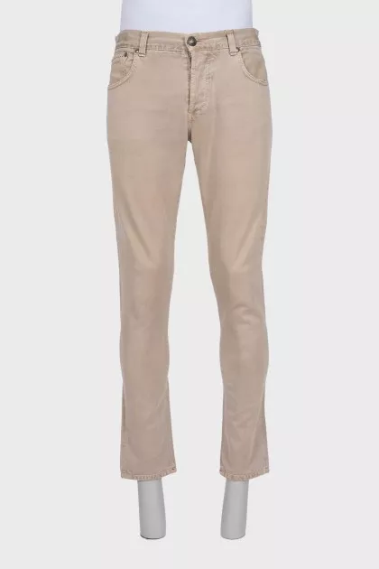Men's tapered fit jeans in beige