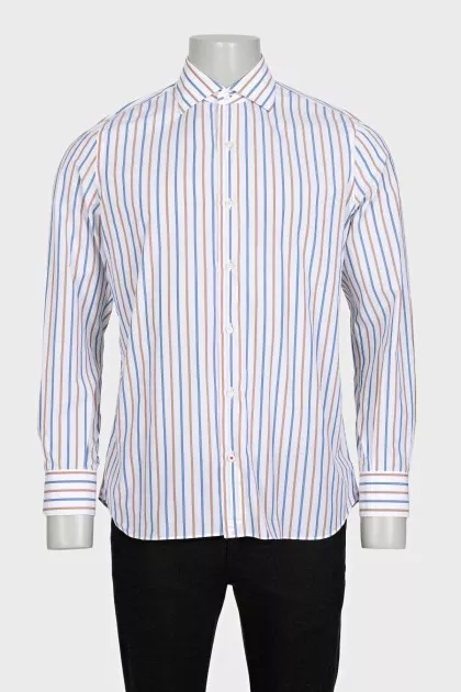 Men's white shirt with striped print