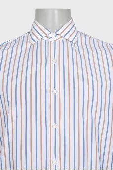 Men's white shirt with striped print
