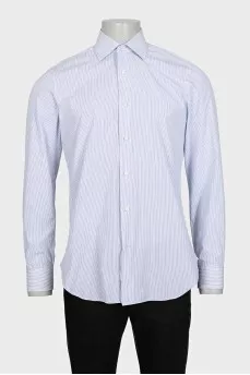 Men's white shirt with blue stripes