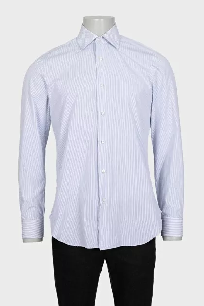 Men's white shirt with blue stripes