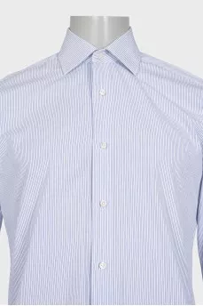 Men's white shirt with blue stripes