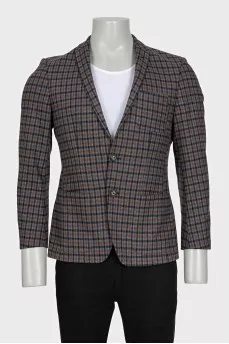 Men's checkered button-down jacket