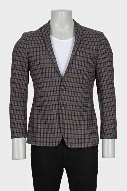 Men's checkered button-down jacket