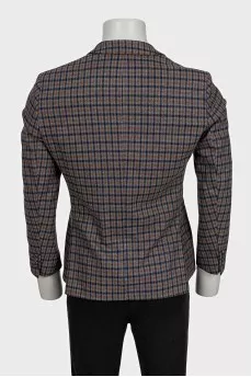 Men's checkered button-down jacket