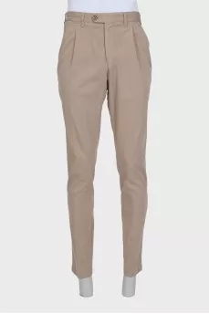 Men's beige straight-leg trousers