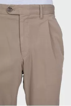 Men's beige straight-leg trousers