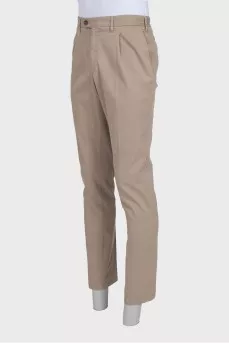 Men's beige straight-leg trousers