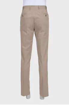 Men's beige straight-leg trousers