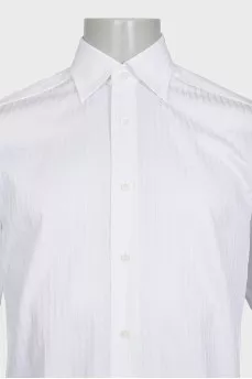 Men's white straight-cut button-down shirt