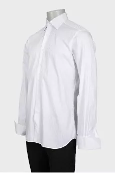 Men's white straight-cut button-down shirt