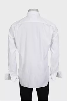 Men's white straight-cut button-down shirt